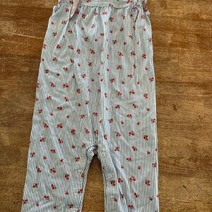Carter's Blue Striped Pajama Bottoms with Red Floral Design